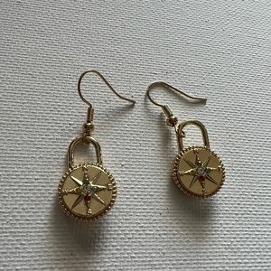 GOLD compass navigation earrings